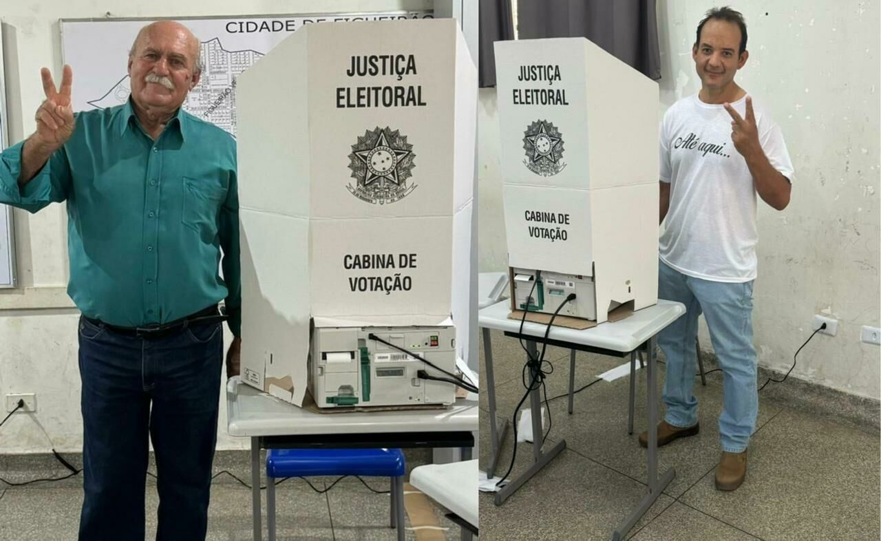 Imagem de compartilhamento para o artigo Confiantes, Juvenal Consolaro e vice Jorge Enfermeiro votam em Figueirão da MS Todo dia